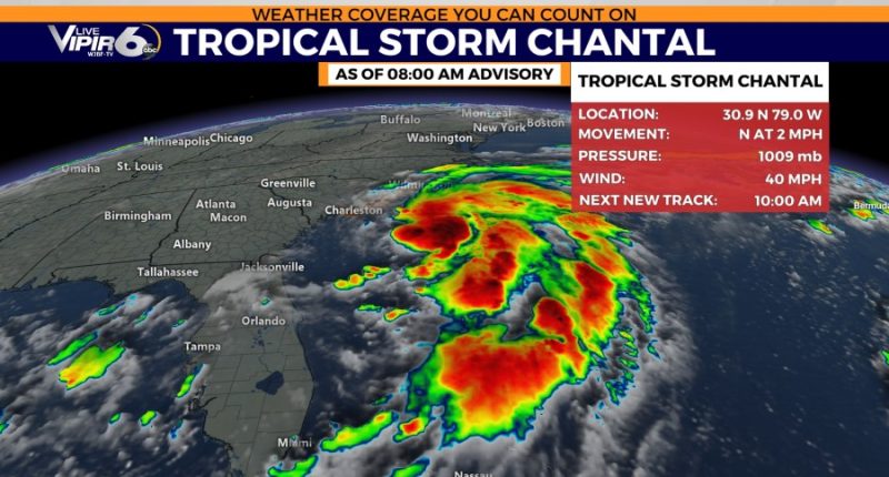 Tropical Storm Chantal forecast to bring heavy rain to the Carolinas