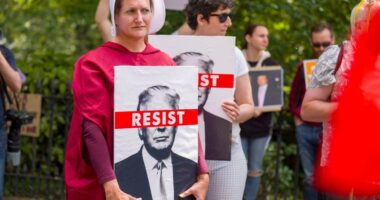 Trump plays golf in Scotland while protesters take to the streets and decry his visit