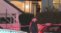 Officers were called to Awaba Street in Mosman at 11pm after reports that a man was stabbed in his thigh.