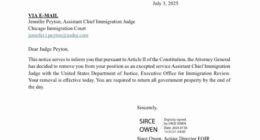 US immigration news: Donald Trump's Department of Justice fires Chicago Assistant Chief Immigration Judge Jennifer Peyton