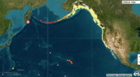 This map shows the areas under a tsunami warnings and watches following a historic earthquake in Russia on July 29, 2025. (National Weather Service)