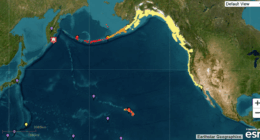 This map shows the areas under a tsunami warnings and watches following a historic earthquake in Russia on July 29, 2025. (National Weather Service)