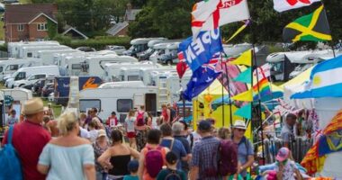 A photo of crowds at the Netley Marsh Steam and Craft Show in Southampton, England.
