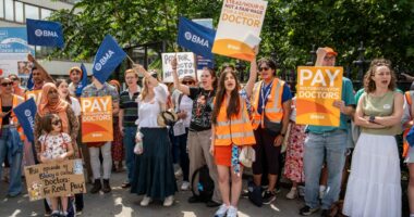 Doctors on strike in London.