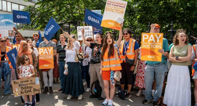 Doctors on strike in London.