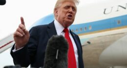 President Donald Trump speaking to reporters.