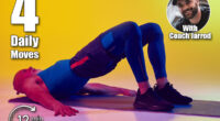 Senor man in sportswear lying on fitness mat and doing glute bridge exercise for fit lower body against gradient yellow background in neon. Concept of sport, active elderly lifestyle, health care. 4 Daily Exercises That Reverse Muscle Loss Faster Than the Gym. Cover