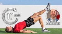 Fitness man doing bodyweight glute single leg floor bridge lift exercises. Fit athlete training glutes muscles with one-legged floor bridge butt raise in summer outdoor gym on grass.4 Home Moves That Melt Belly Fat Faster Than CrossFit After 50. Cover