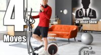 Sporty mature man with bottle of water training on elliptical trainer at home. 4 Low-Impact Moves Men Over 50 Should Do Every Day to Stay Strong. Cover