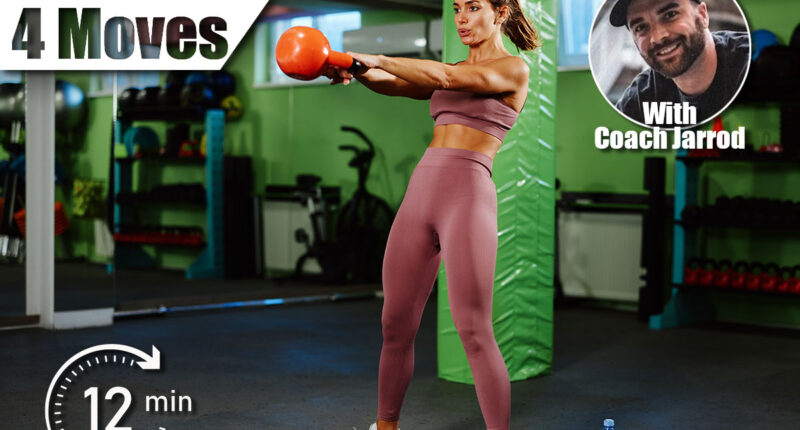 Young woman performing kettlebell swing exercise during cross training at fitness club. 4 Standing Exercises That Burn More Belly Fat Than Running After 45. Cover