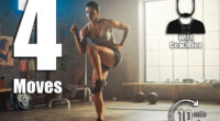 Strong and Fit Beautiful Athletic Woman in Sport Top and Shorts is Doing March and Twist Exercises in a Loft Style Industrial Gym with Motivational Posters. It