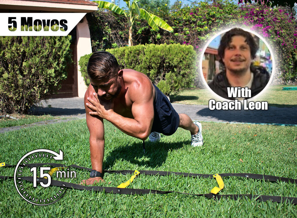 Latin man performing push-ups with shoulder tap. 5 Best Core Moves To Flatten Your Stomach in 30 Days. Cover
