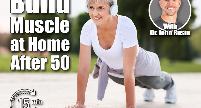 Stay active in retirement. Positive elderly athlete in wireless headphones and casual sportswear training outside in city park, mature active woman doing push ups outdoor in open air. 5 Home Exercises That Build More Muscle Than Gym Workouts After 50. Cover