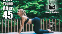Pilates coach making stretching exercises for developing flexibility and better athletic form, fitness professional doing yoga on mat standing in cow pose on green background in nature environment. 7 Morning Exercises Women Should Do Every Day to Stay Young After 45. Cover