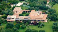 Aerial view of Silvio Berlusconi's Villa Certosa in Sardinia.