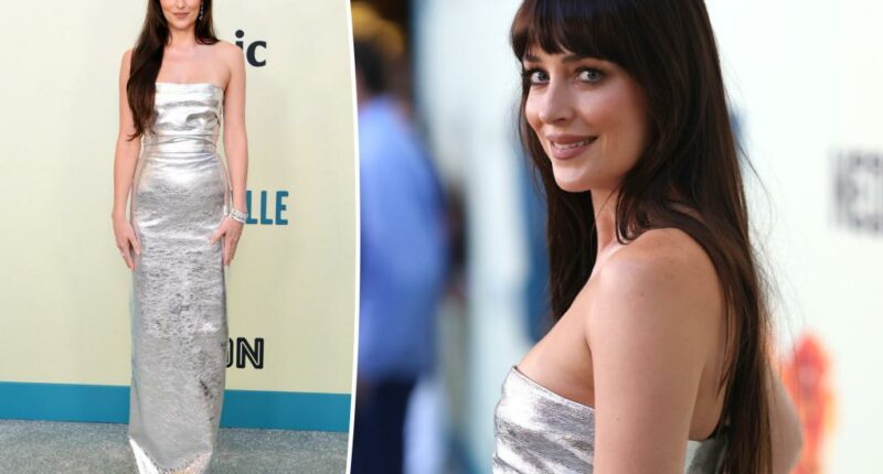 Dakota Johnson's silver Gucci gown compared to aluminum foil