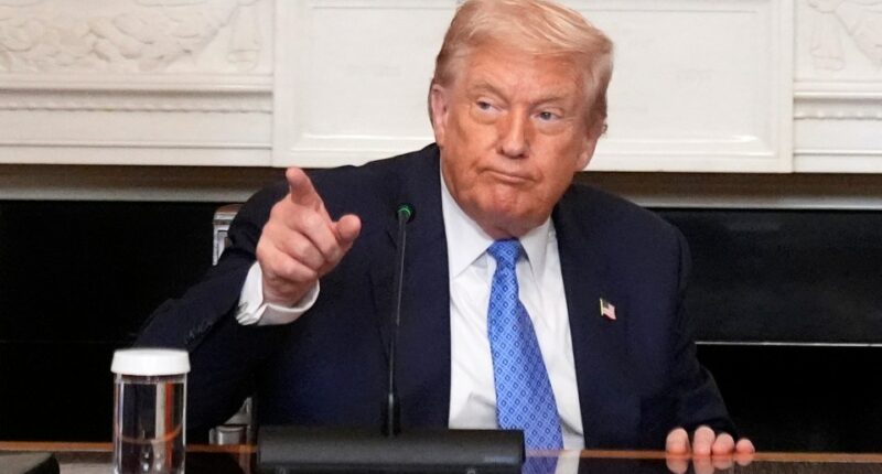 President Trump at a trilateral signing ceremony.