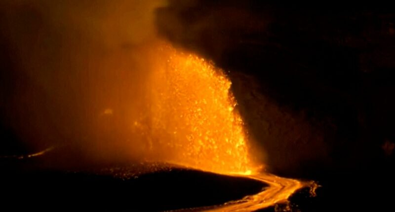 Dramatic moment Hawaii's Kilauea volcano shoots lava into the sky
