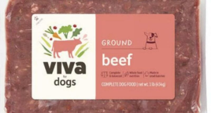 Package of Viva Ground Beef for Dogs.