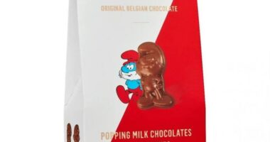 Recalled Smurf-shaped chocolates with cookies.