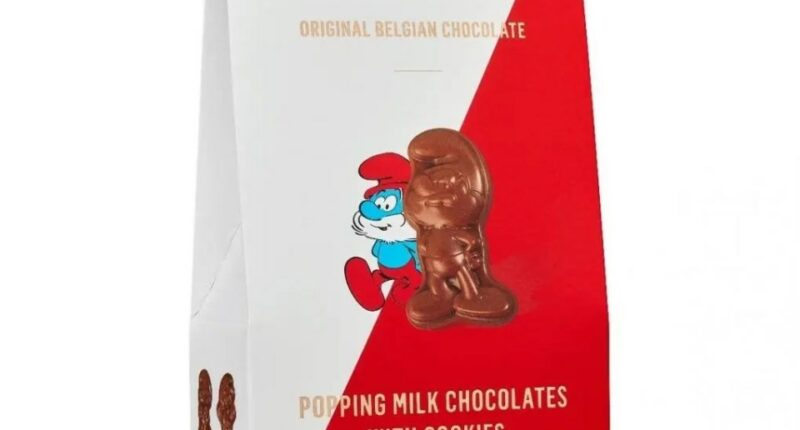 Recalled Smurf-shaped chocolates with cookies.