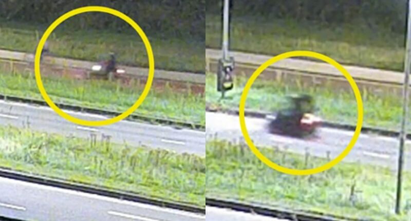 CCTV image of a scooter and a microcar, potential witnesses to an attack.