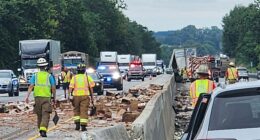 Hot dogs spill across interstate after tractor trailer crash to clog commute for steamed motorists