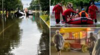 Hundreds of flights delayed and millions of Americans remain under flood alerts as torrential rain pounds Midwest