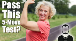 Portrait of a middle aged woman exercising outdoor, workout and training in park. Mature female person happy doing cardio exercise for health, walking or running outside, showing raised arms. If You Can Complete This 5-Move Sequence After 50, You