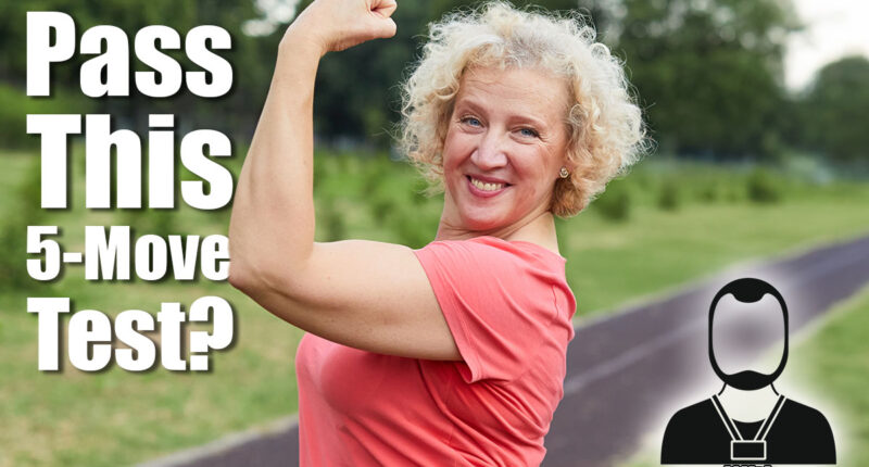 Portrait of a middle aged woman exercising outdoor, workout and training in park. Mature female person happy doing cardio exercise for health, walking or running outside, showing raised arms. If You Can Complete This 5-Move Sequence After 50, You