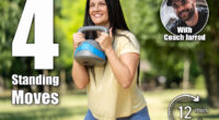 Beautiful fit woman exercising with kettlebell, doing squats outdoors in park, smiling with natural black hair, healthy lifestyle and energy. If You Can Do These 4 Standing Exercises at 50, You’re Fitter Than Most People Half Your Age. Cover