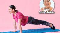 Slim mature woman training, standing in plank position, doing full body exercises against pink studio background. Concept of sport, healthy lifestyle, fitness, body care, wellness, ad. If You Can Hold These 3 Positions After 50, Your Core Is Stronger Than 80% of People. Cover