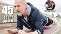 Sporty determined elderly man holding plank position on yoga mat strengthening core muscles during everyday workout at city park. If You Can Hold This Position for 45 Seconds, Your Strength Is Elite After 50. Cover
