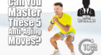 A man in a bright yellow shirt performs a squat exercise outdoors, focused and energized in the sunny open space. If You Can Master These 5 Movements After 45, You