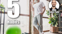 Full size photo of happy smiling mature man look window drinking water relaxing after difficult training at home house. If You Do These 5 Things Every Morning After 50, Fat Melts Off Faster Than Exercise. Cover
