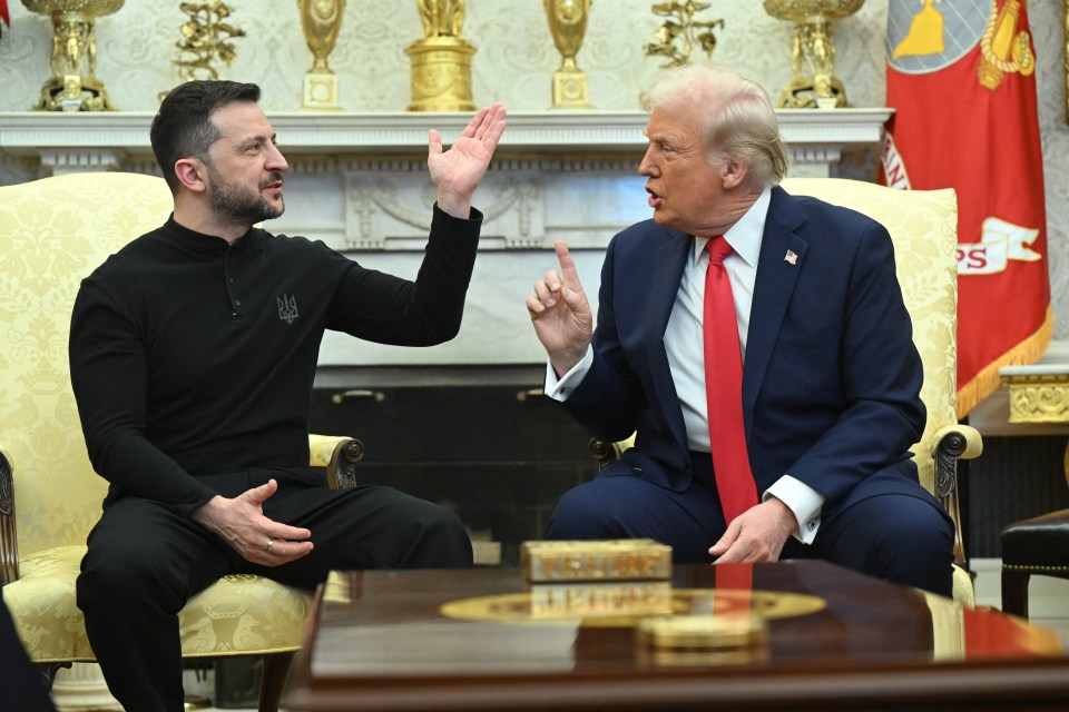 Presidents Trump and Zelenskyy meeting in the Oval Office.