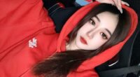 Photo of Irene Gu, a Taiwanese influencer, in a red hoodie.