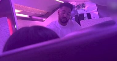 Salman Iftikhar on a plane.