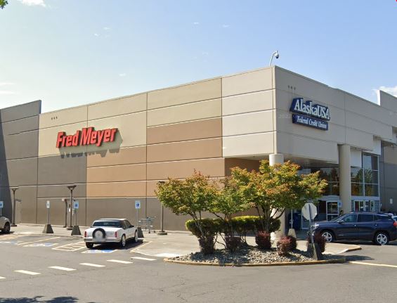Fred Meyer and Alaska USA Federal Credit Union building in Kent, Washington.