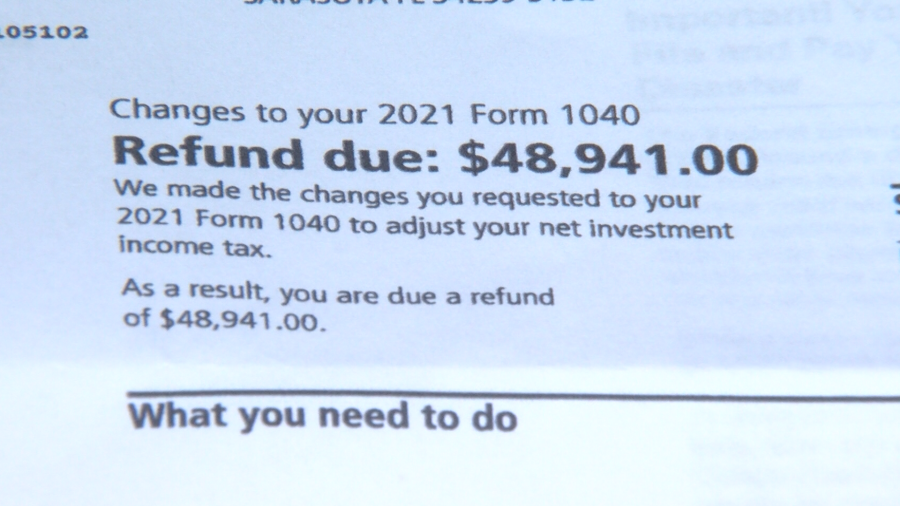 Manatee County woman receives $60k IRS refund check — a year late
