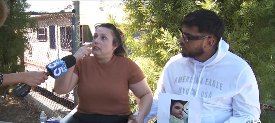 Couple being interviewed about missing baby.