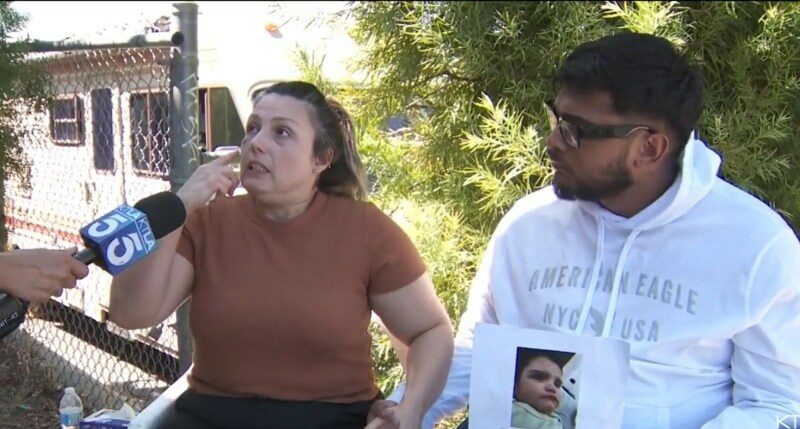 Couple being interviewed about missing baby.