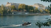 Parisian river police boat on the Seine.