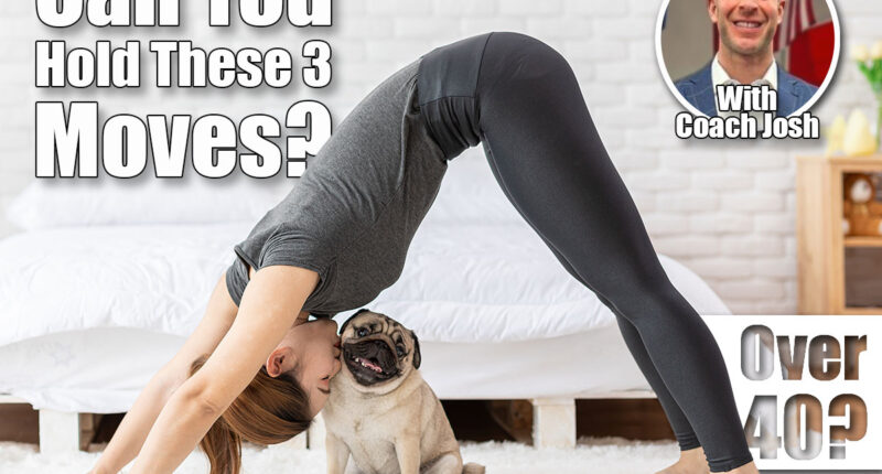 Asian woman practice yoga Downward Facing dog to meditation and kissing her dog pug breed enjoy and relax with yoga. Spending time and playing with dog at home. Recreation love with Dog Concept. Over 40? If You Can Hold These 3 Positions, You