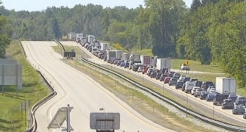Traffic jam on highway.