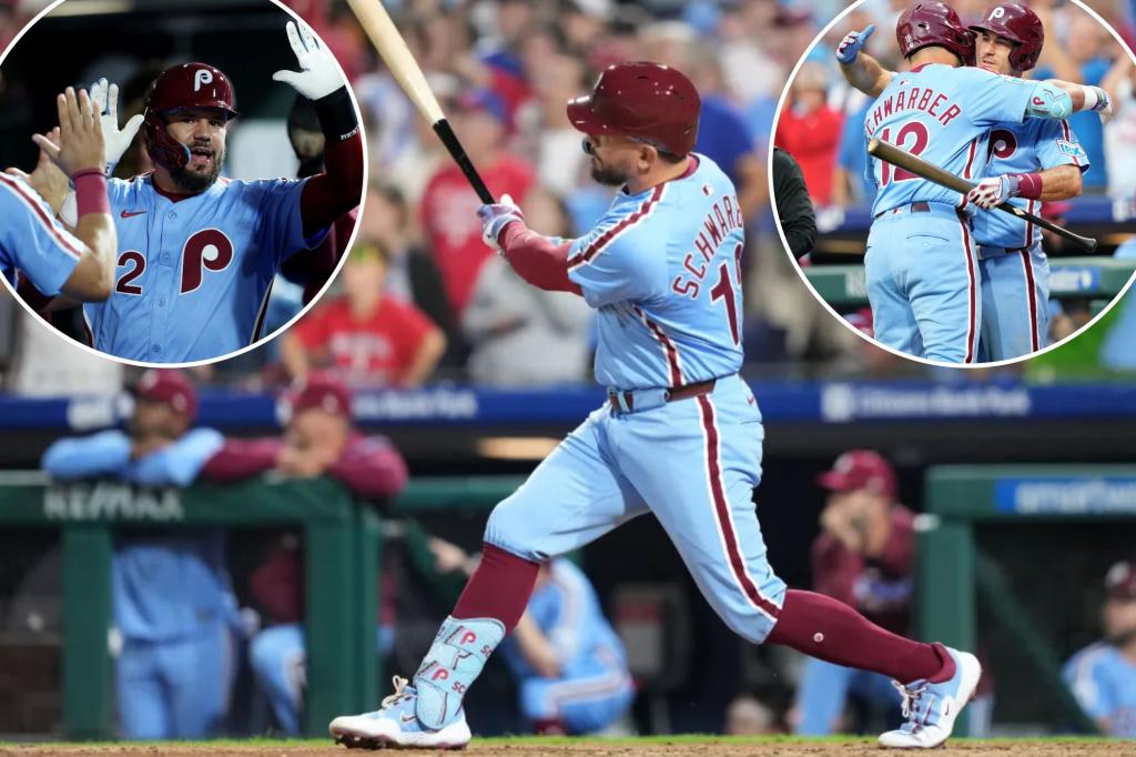 Phillies' Kyle Schwarber ties major league record with four-homer night