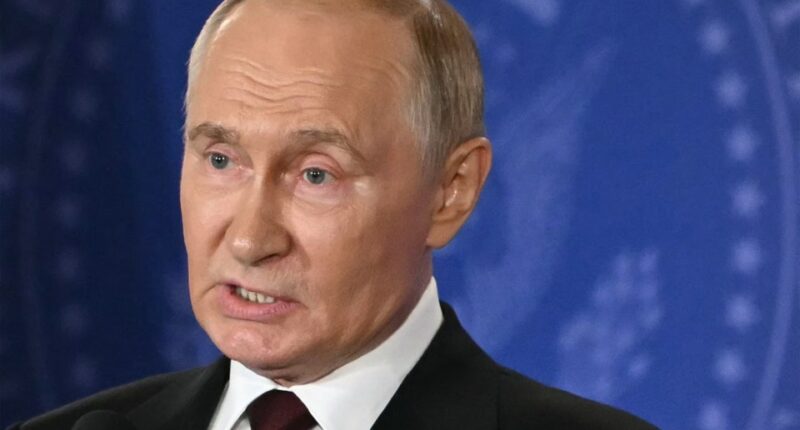 Vladimir Putin speaking at a press conference.