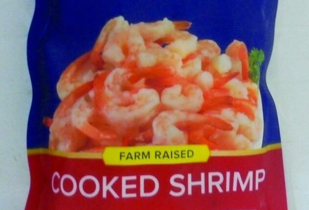 Package of Best Yet farm-raised cooked shrimp.