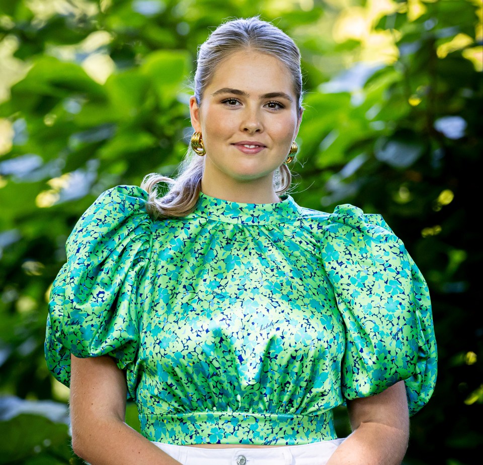 Princess Amalia of the Netherlands posing for the media.