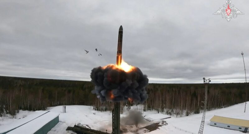 Test firing of a Russian ICBM.